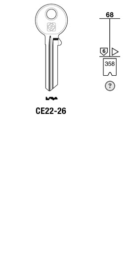 Afbeelding van Silca Cilindersleutel brass CE22-26