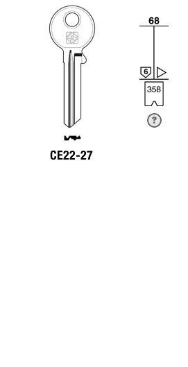 Afbeelding van Silca Cilindersleutel brass CE22-27