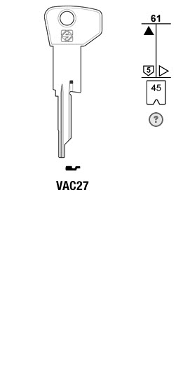 Afbeelding van Silca Autosleutel z/plastic kop staal VAC27