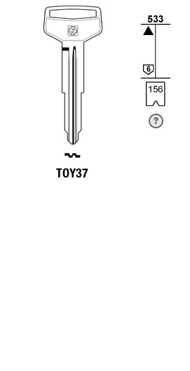 Afbeelding van Silca Autosleutel z/plastic kop staal TOY37