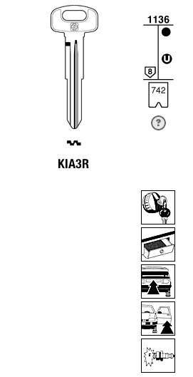 Afbeelding van Silca Autosleutel z/plastic kop brass KIA3R