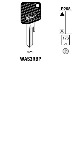 Afbeelding van Silca Autosleutel plastic kop staal WAS3RBP