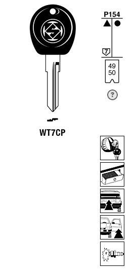 Afbeelding van Silca Autosleutel plastic kop staal WT7CP