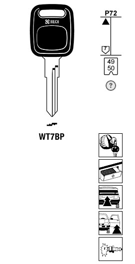 Afbeelding van Silca Autosleutel plastic kop staal WT7BP