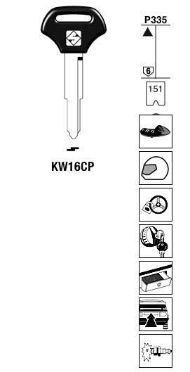 Afbeelding van Silca Autosleutel plastic kop staal KW16CP