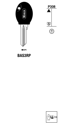 Afbeelding van Silca Autosleutel plastic kop staal BAS3RP