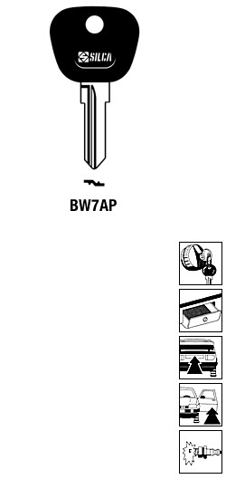 Afbeelding van Silca Autosleutel plastic kop staal BW7AP