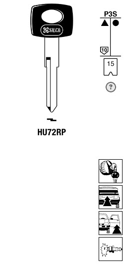 Afbeelding van Silca Autosleutel plastic kop staal HU72RP