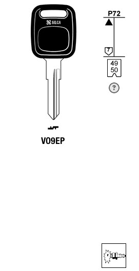 Afbeelding van Silca Autosleutel plastic kop brass VO9EP