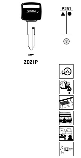 Afbeelding van Silca Autosleutel plastic kop brass ZD21P