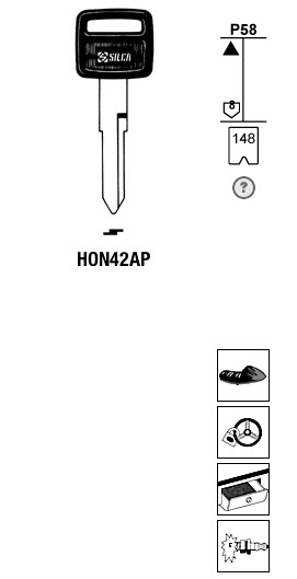 Afbeelding van Silca Autosleutel plastic kop brass HON42AP