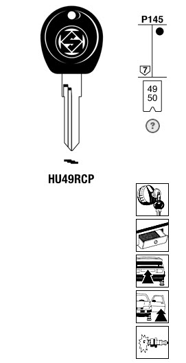 Afbeelding van Silca Autosleutel plastic kop brass HU49RCP