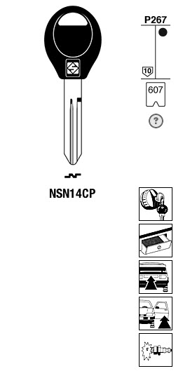 Afbeelding van Silca Autosleutel plastic kop brass NSN14CP