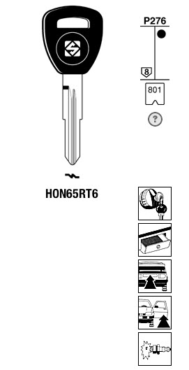 Afbeelding van Silca Transpondersleutel brass HON65RT6