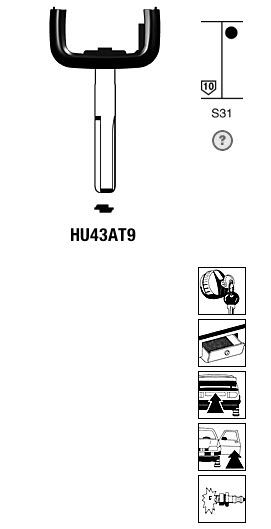 Afbeelding van Silca Transpondersleutel brass HU43AT9