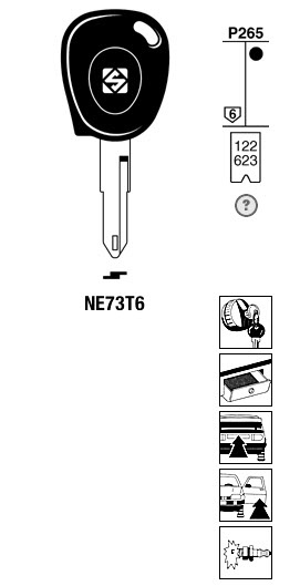 Afbeelding van Silca Transpondersleutel brass NE73T6