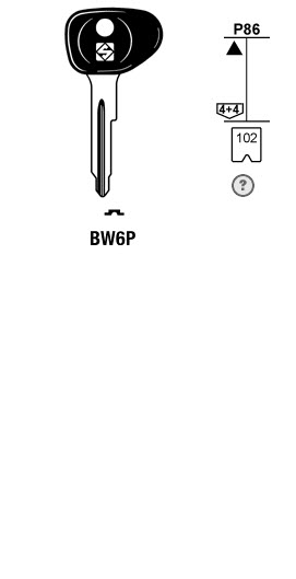 Afbeelding van Silca Autosleutel plastic kop brass BW6P