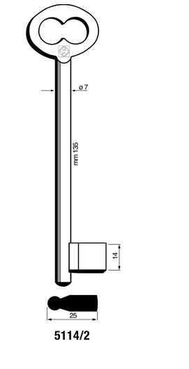 Afbeelding van Silca Klaviersleutel ijzer dop 5114/2