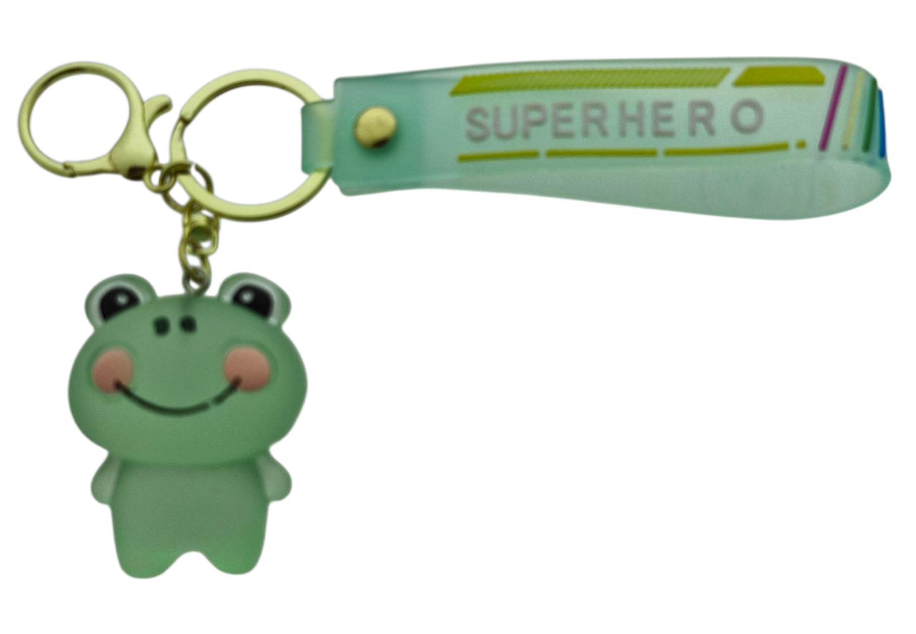 Afbeelding van Sleutelhanger Super Hero lichtgroen met strap (10 stuks)