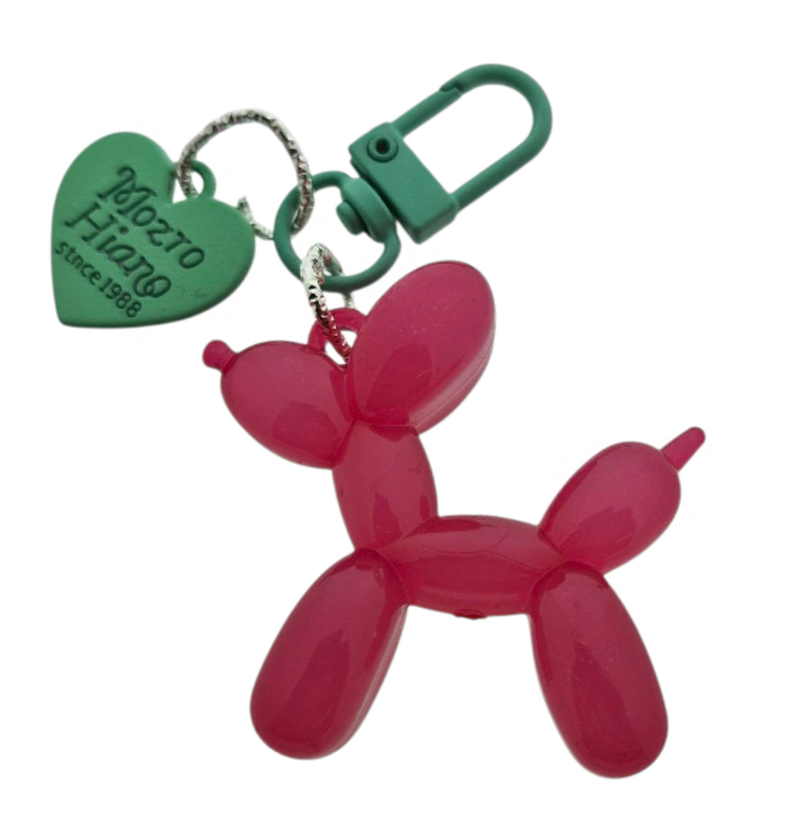 Afbeelding van Sleutelhanger Ballonhond met hartje donkerroze (10 stuks)