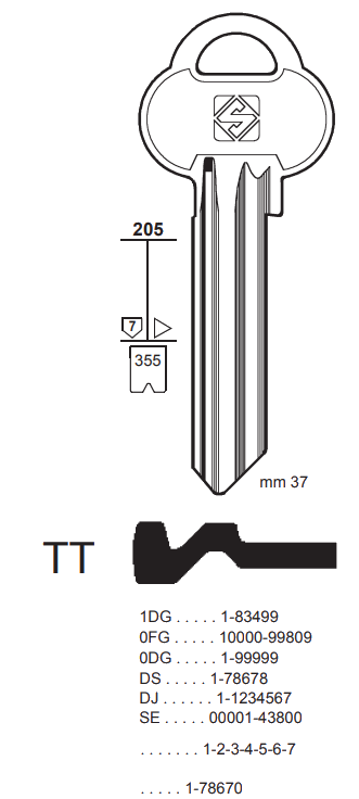 Afbeelding van Silca Cilindersleutel brass ASS51R