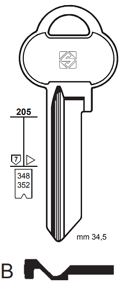 Afbeelding van Silca Cilindersleutel brass ASS3R