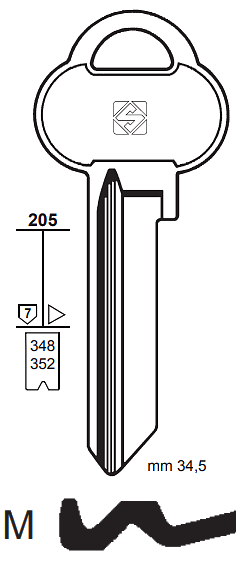 Afbeelding van Silca Cilindersleutel brass ASS12R