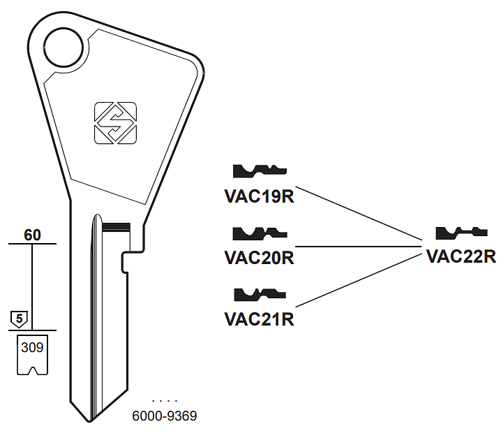 Afbeelding van Silca Cilindersleutel staal VAC19R