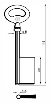 Afbeelding van Silca Klaviersleutel brass 6F29