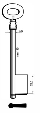 Afbeelding van Silca Klaviersleutel dop ijzer 5511 (115x6mm)