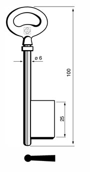 Afbeelding van Silca Klaviersleutel brass 6M13