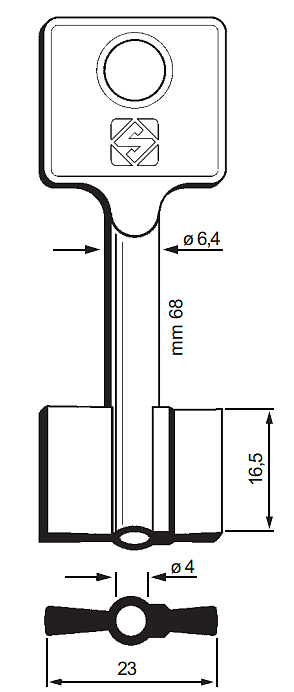 Afbeelding van Silca Klaviersleutel brass 5BUR1