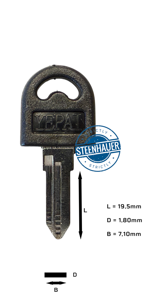 Afbeelding van Cilindersleutel staal dubbelzijdig plastic kop SCH5