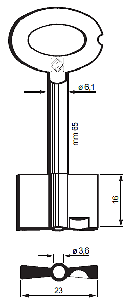 Afbeelding van Silca Klaviersleutel brass 5ME2