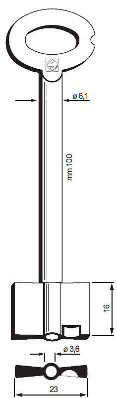 Afbeelding van Silca Klaviersleutel brass 5ME3