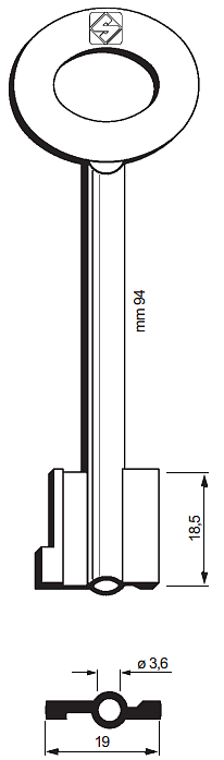 Afbeelding van Silca Klaviersleutel brass 5RSG2
