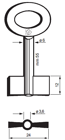 Afbeelding van Silca Klaviersleutel brass 8355C