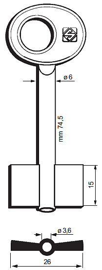 Afbeelding van Silca Klaviersleutel brass 8367S