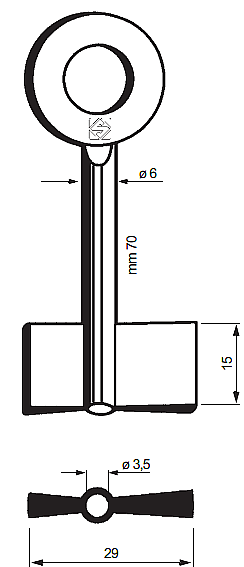 Afbeelding van Silca Klaviersleutel brass 8370PA