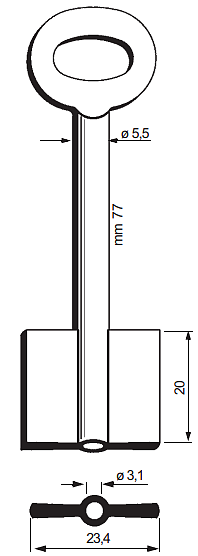Afbeelding van Silca Klaviersleutel ijzer pijp 8477ASS