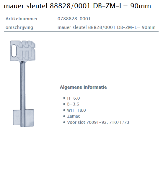 Afbeelding van MAUER dubbelbaardsleutel 0788828-0001 L= 90mm