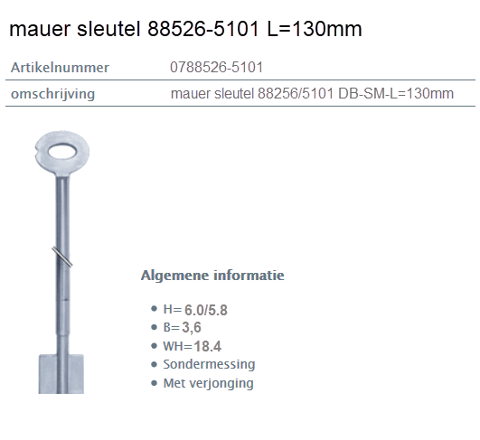 Afbeelding van MAUER dubbelbaardsleutel 0788526-5101 L=130mm