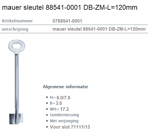 Afbeelding van MAUER dubbelbaardsleutel 0788541-0001 L=120mm