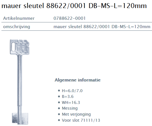 Afbeelding van MAUER dubbelbaardsleutel 0788622-0001 L=120mm