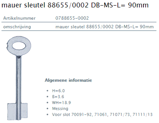Afbeelding van MAUER dubbelbaardsleutel 0788655-0002  L=90mm
