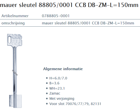 Afbeelding van MAUER dubbelbaardsleutel 0788805-0001 L=150mm