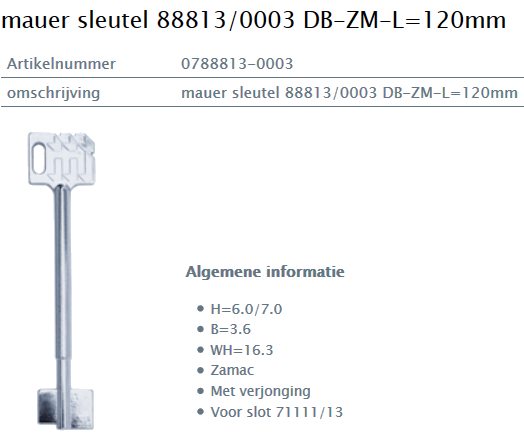 Afbeelding van MAUER dubbelbaardsleutel 0788813-0003 L=120mm