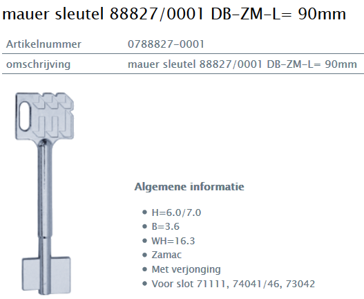 Afbeelding van MAUER dubbelbaardsleutel 0788827-0001 L= 90mm