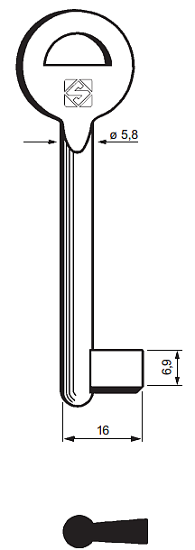 Afbeelding van Silca Klaviersleutel brass 6VAC1