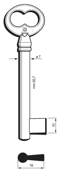 Afbeelding van Silca Klaviersleutel brass 6HOB1